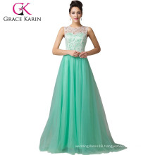 Grace Karin Sleeveless A-Line Long Lace Green Prom Dresses CL6108-1#